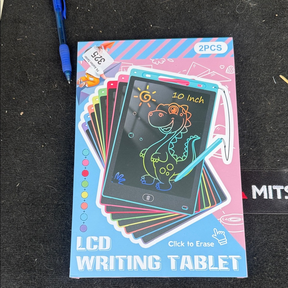 10-Inch LCD Writing Tablet for Kids - Black with Multicolor Lines